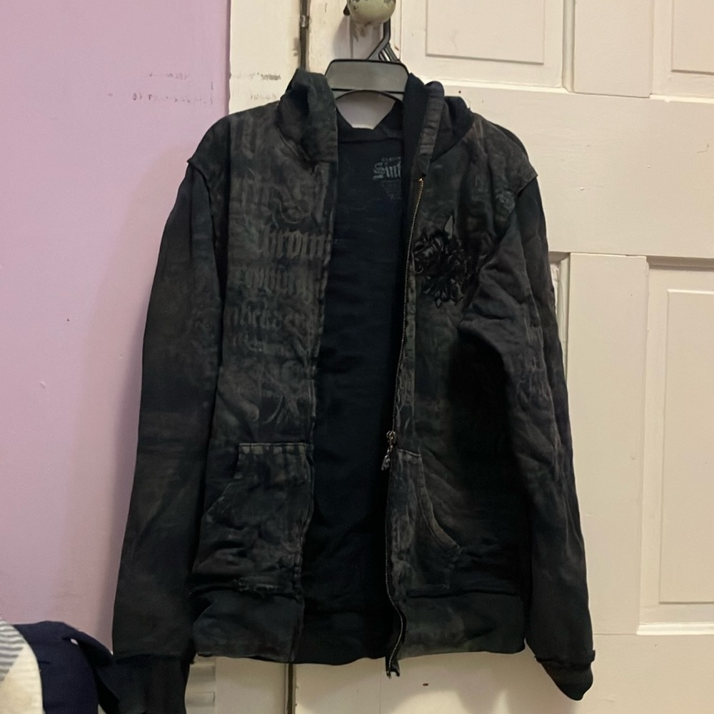 Black with dark detail zip up sweater